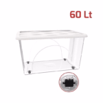 cutie plastic transparent cu capac si roti
