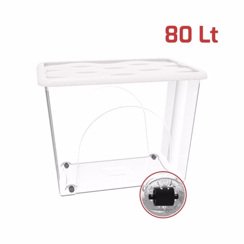 cutie plastic transparent cu capac si roti