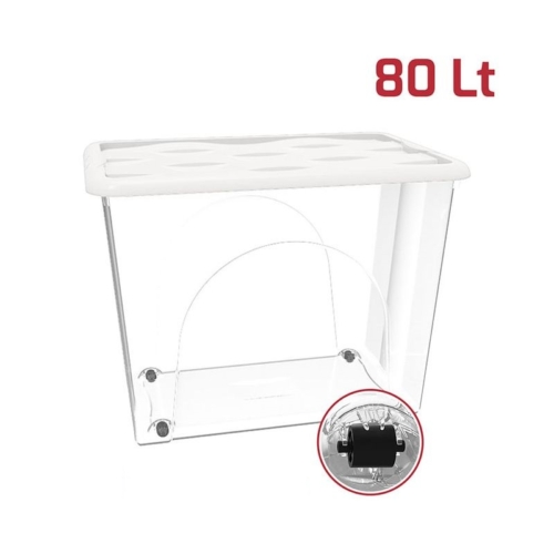 cutie plastic transparent cu capac si roti